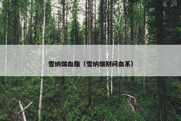 雪纳瑞血脂（雪纳瑞别问血系）