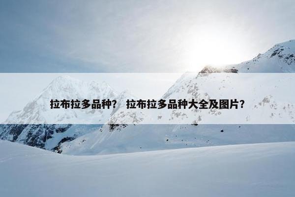 拉布拉多品种？ 拉布拉多品种大全及图片？