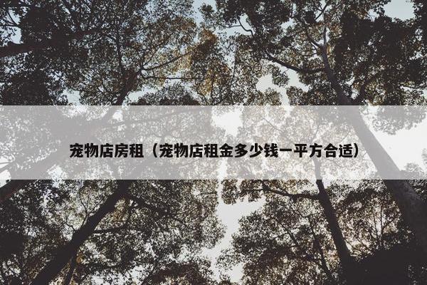 宠物店房租（宠物店租金多少钱一平方合适）
