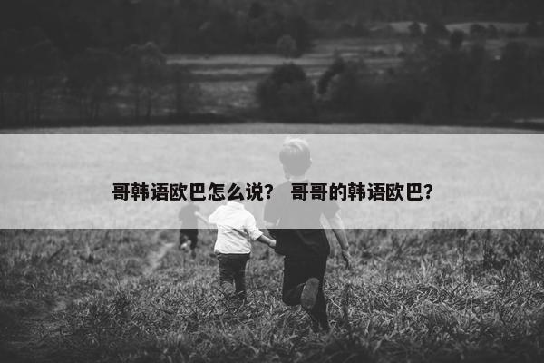 哥韩语欧巴怎么说？ 哥哥的韩语欧巴？