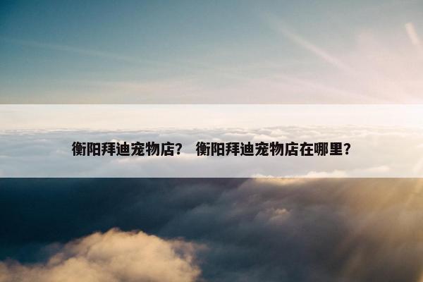 衡阳拜迪宠物店？ 衡阳拜迪宠物店在哪里？