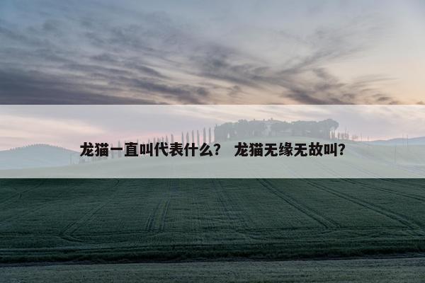 龙猫一直叫代表什么？ 龙猫无缘无故叫？
