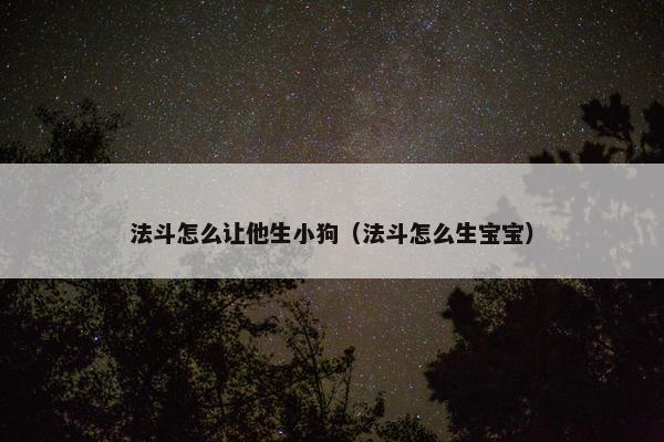 法斗怎么让他生小狗（法斗怎么生宝宝）