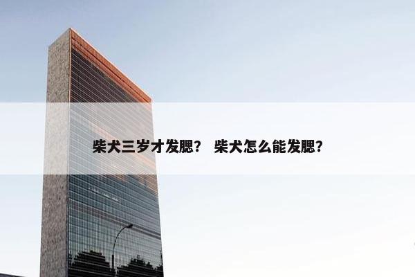 柴犬三岁才发腮？ 柴犬怎么能发腮？