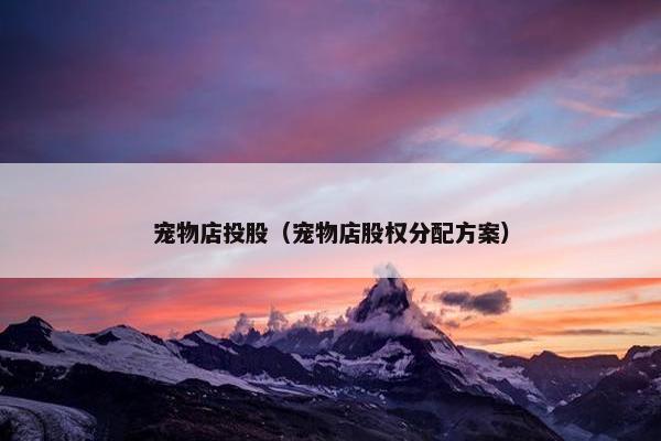 宠物店投股（宠物店股权分配方案）