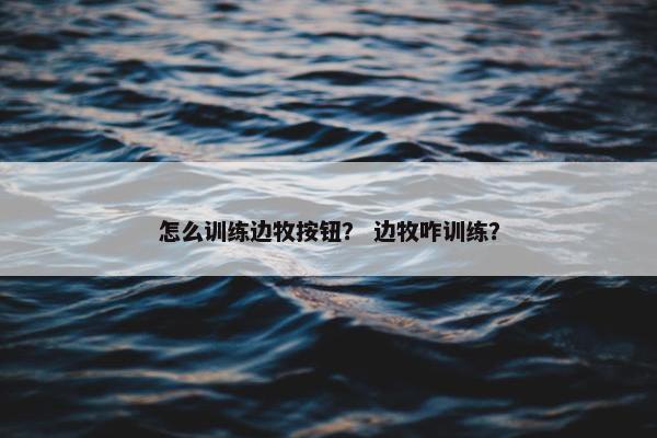 怎么训练边牧按钮？ 边牧咋训练？