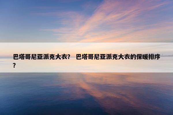 巴塔哥尼亚派克大衣？ 巴塔哥尼亚派克大衣的保暖排序？