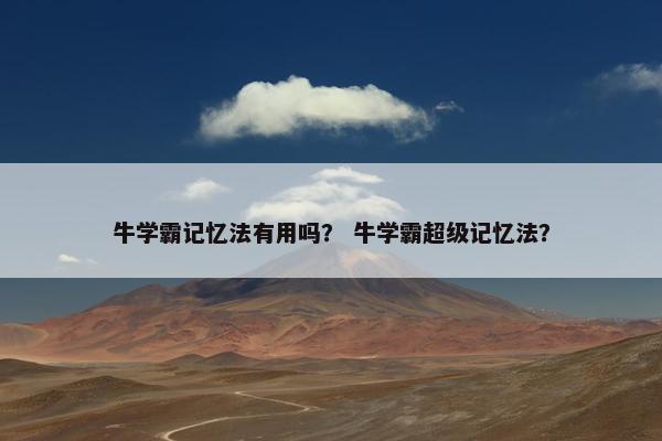 牛学霸记忆法有用吗？ 牛学霸超级记忆法？