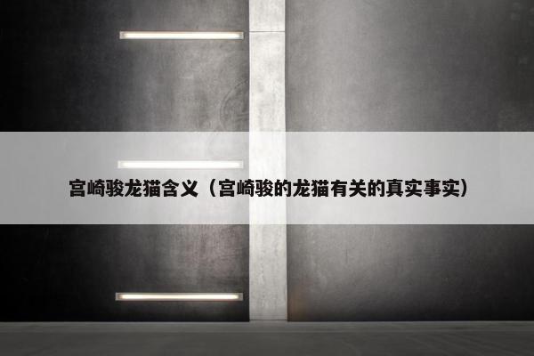 宫崎骏龙猫含义（宫崎骏的龙猫有关的真实事实）