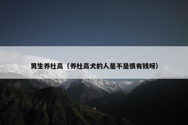 男生养杜高（养杜高犬的人是不是很有钱呀）