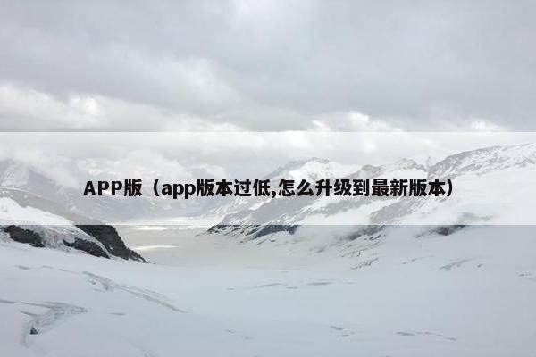 APP版（app版本过低,怎么升级到最新版本）
