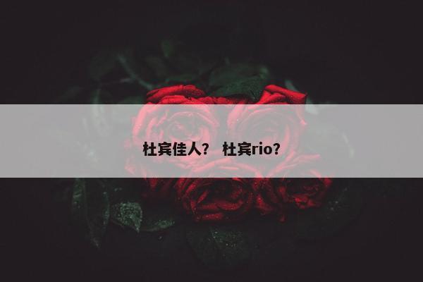 杜宾佳人？ 杜宾rio？