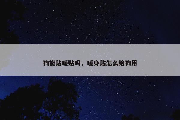 狗能贴暖贴吗，暖身贴怎么给狗用