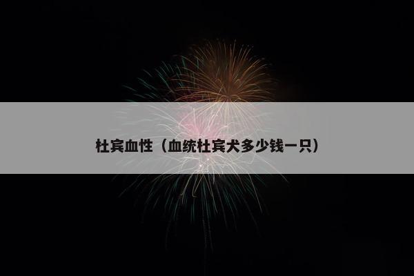 杜宾血性（血统杜宾犬多少钱一只）