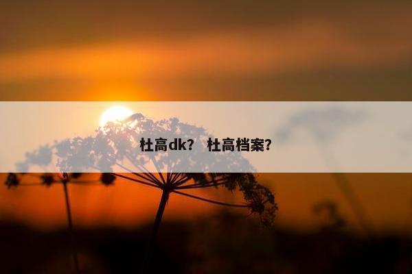 杜高dk？ 杜高档案？