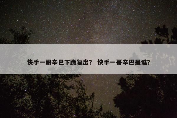 快手一哥辛巴下跪复出？ 快手一哥辛巴是谁？