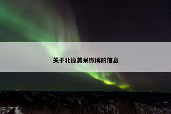 关于北原美呆微博的信息