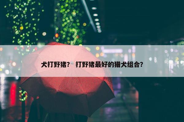 犬打野猪？ 打野猪最好的猎犬组合？