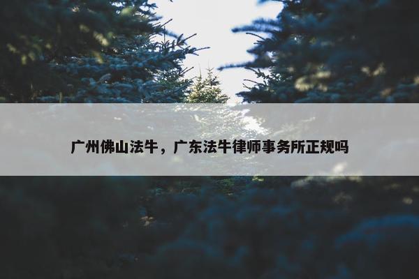 广州佛山法牛，广东法牛律师事务所正规吗