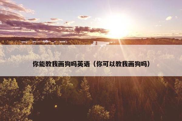 你能教我画狗吗英语（你可以教我画狗吗）