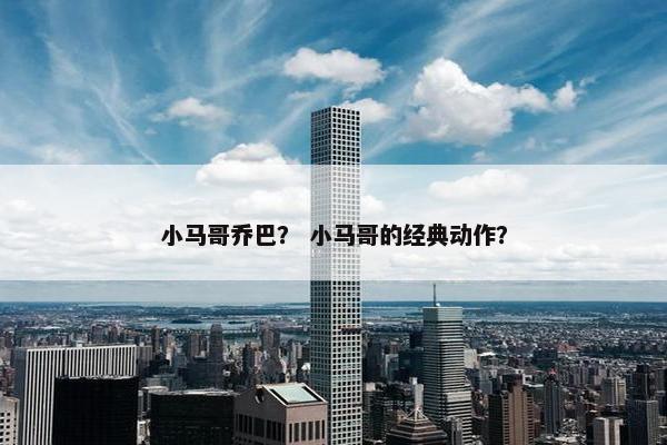 小马哥乔巴？ 小马哥的经典动作？