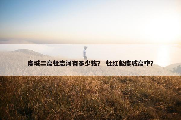 虞城二高杜志河有多少钱？ 杜红彪虞城高中？