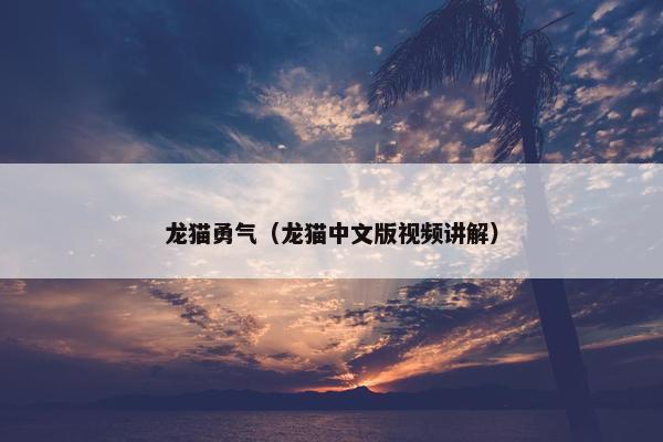 龙猫勇气（龙猫中文版视频讲解）