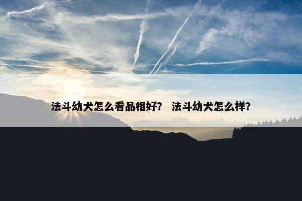 法斗幼犬怎么看品相好？ 法斗幼犬怎么样？
