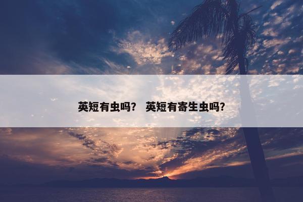 英短有虫吗？ 英短有寄生虫吗？