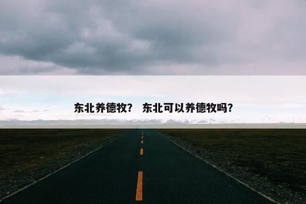 东北养德牧？ 东北可以养德牧吗？