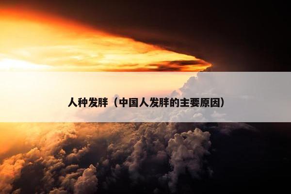 人种发胖（中国人发胖的主要原因）