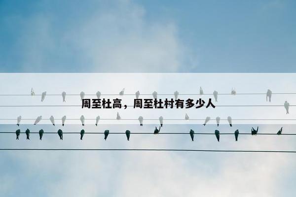 周至杜高，周至杜村有多少人
