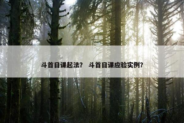斗首日课起法？ 斗首日课应验实例？